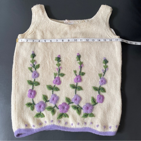 VTG 50s Cyn Les Vest Sz 40 Chest 34” Lined Wool 3D Embroidered Flowers Hong Kong - Picture 2 of 14